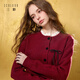三彩2025冬季新款花邊立領(lǐng)針織衫蝴蝶結長(cháng)袖寬松保暖開(kāi)衫毛衫M