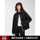ELLE法式設計感抽繩連帽寬松短款外套女2025春季新款休閑通勤上衣 黑色 S