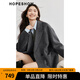紅袖高級感毛呢大衣冬季2024新款女裝通勤翻駁領(lǐng)氣質(zhì)長毛雙面呢外套 煙灰056 M