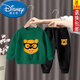 迪士尼（Disney）男童春秋季套裝女小童衣服春秋兒童嬰兒衛(wèi)衣兩件套春秋款寶寶秋裝 眼鏡熊-墨綠衛(wèi)衣+小眼鏡熊黑長(zhǎng)褲 90 (建議身高80-90cm)