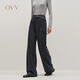 OVV2025秋冬新款女裝高級優(yōu)雅條紋羊毛休閑通勤西褲 深空灰 L