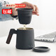 皓梵潔杯子陶瓷杯馬克杯辦公室茶具單人黑辦公泡茶帶蓋茶水分離茶杯男生 山語木柄茶杯【雅致黑/400ml】