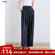 百圖betu女裝2025夏季新款休閑闊腿褲拖地松弛感顯瘦彎刀褲女2507T44 深牛仔藍(lán) L