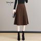 唐謎（TANGMI）高端半身裙女秋冬季2025新款A字傘裙女中長(cháng)裙顯瘦純色垂感大擺裙 876毛呢款-咖色/裙長(cháng)75 M /27(95-105斤)