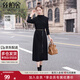 絲柏舍氣質(zhì)連衣裙2025秋裝新款女裝開(kāi)叉長(cháng)袖立領(lǐng)顯瘦中長(cháng)裙