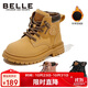 百麗童鞋冬保暖兒童靴子男童馬丁靴女童加絨短靴皮靴 駝色37碼