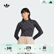 adidas街頭滑板文化修身運動(dòng)打底上衣長(cháng)袖T恤女裝阿迪達斯三葉草 碳黑   M