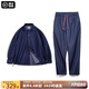 馬登工裝 美式復(fù)古仿天絲牛仔襯衫丹寧寬松翻領(lǐng)薄款長袖襯衣男秋季 襯衫+牛仔褲套裝 M
