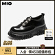 MIO七夕禮物米奧2025秋季新款女深口單鞋中性運(yùn)動厚底增高德比鞋 黑色 35 (225mm)