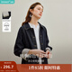茵曼（INMAN）2025秋冬女裝新款 100棉拼接條紋原色短牛仔外套復(fù)古上衣 深藍(lán)色 99.0%棉1.0%其他纖維 S