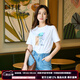 愛(ài)特愛(ài)（EITIE）顯瘦簡(jiǎn)約印花上衣百搭白色圓領(lǐng)T恤夏季新款大牌女裝B2402304 極光白10 L 165