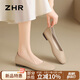 ZHR單鞋女溫柔風(fēng)百搭軟平底豆豆鞋復(fù)古方頭輕便套腳女鞋 AH122杏色37
