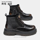 群狼·世家男士馬丁靴時(shí)尚男靴舒適戶(hù)外靴子中幫真牛皮靴男英倫風(fēng)厚底工裝靴