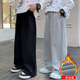 夢(mèng)想邦尼男童加絨褲子秋冬裝兒童加厚寬松運動(dòng)褲男孩冬季直筒闊腿休閑褲潮 黑色【冬季加絨】 150 cm(建議身高150cm)
