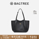 BAGTREE李思思同款包包樹(shù)晚楓包輕奢植鞣皮大容量托特包通勤單肩電腦女包 黑色-中號 可裝14寸電腦 高級小眾
