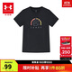 安德瑪（Under Armour）【庫里系列】男童休閑運動(dòng)圓領(lǐng)短袖T恤童裝夏季短袖T1390410黑色