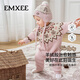嫚熙（EMXEE）嬰兒連體衣半邊絨新生兒連身衣保暖外出 費爾島- 粉對襟90cm