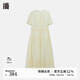 播醋酸連衣裙女2024夏新款收腰顯瘦法式氣質(zhì)褶皺長(cháng)裙DDR2LD5791 O00晚紗 M
