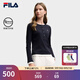 FILA 斐樂(lè )官方女子針織長(cháng)袖衫2025冬新款時(shí)尚經(jīng)典休閑修身亨利衫 傳奇藍-NV M 165/84A/M