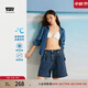Levi's李維斯冰酷系列25年春夏新款女士美式刺繡商務(wù)休閑牛仔襯衫 藍色 003YP-0002 L