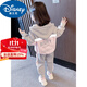 迪士尼（Disney）女童休閑套裝秋冬裝2024新款洋氣寶寶外套加絨網(wǎng)紅兒童運(yùn)動(dòng)兩件套 加絨 灰色-款 110 建議100-110cm2歲-3歲cm