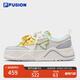 FILA FUSION斐樂(lè )潮牌女鞋滑板生活鞋2025夏新款50-50帆布鞋休閑鞋 奶白/精靈綠-GG 36.5