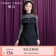 糖力【商場(chǎng)同款】秋季新款鉆飾蝴蝶結裝飾吊帶連衣裙女 黑色 S