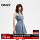 ONLY2025秋季新款無(wú)袖U領(lǐng)漸變百褶短裙牛仔裙連衣裙女|125142033 J33復古350牛仔洗水 L