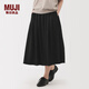 無(wú)印良品（MUJI）女式 萊賽爾混 輕便寬擺裙長(cháng)半身裙25年秋季 裙子女裝BE1XVC5A 黑色 L (165/70A)