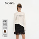 MO&Co.棉麻T(mén)恤2025春新品含亞麻水墨印花繡花MBE1TEE008淡人穿搭 本白色 M 165