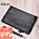 POLO手包男士頭層牛皮手拿包男錢(qián)包現金信封包零錢(qián)包生日禮物送男友