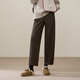 ESE-Y逸陽(yáng)加絨鐮刀褲女2025年冬新款高腰九分顯瘦哈倫休閑加厚毛呢褲子 咖啡色-常規 27