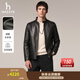 哈吉斯（HAZZYS）男裝 秋款時(shí)尚外套【羊皮革】機車(chē)真皮皮衣男ALVZU0CDF95 黑色BK M (170/92A 46)