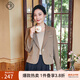 固執（OBSTINATE）【特價(jià)】高級感西裝女秋冬新款學(xué)院風(fēng)職業(yè)教師小個(gè)子日常通勤大衣 卡其色 L 170/88A