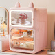 納份愛化妝品收納盒桌面高級(jí)感護(hù)膚品置物架防塵大容量梳妝臺(tái)鏡子收納柜 櫻花粉-帶鎖小冰箱化妝柜【3色LED鏡】