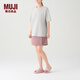無(wú)印良品（MUJI）男女通用 珠地網(wǎng)眼 T恤 男式女式 無(wú)性別 短袖上衣打底衫AB18CC4S 灰色 M (165/88A)