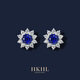HKHL 【附證書(shū)】925銀戴妃款藍寶石耳釘女太陽(yáng)花耳環(huán)耳飾女生生日禮物 戴妃藍寶石耳釘一對【證書(shū)+輕奢禮盒】