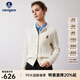 Navigare意大利小帆船女士毛衣秋冬季新款純綿羊毛長(cháng)袖開(kāi)衫通勤保暖外套男 科技白 S