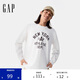 GAP男女裝2025春季新款印花logo長(zhǎng)袖T恤寬松復(fù)古上衣內(nèi)搭723841