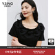 衣香麗影2025年夏款休閑設(shè)計感顯瘦不規(guī)則花邊圓領(lǐng)T恤女 黑色 M 160