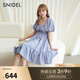 SNIDEL春夏泡泡袖釘珠方領(lǐng)收腰A字公主連衣裙SWFO242301 藍色 M （1）