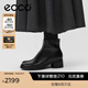 愛步（ECCO）靴子女 女鞋冬季牛皮短靴粗跟保暖女靴 雕塑222413 黑色22241301001 36 （尺碼偏小，建議拍大一碼）