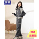 羅蒙品牌休閑衛衣運動(dòng)服套裝女 2025秋冬新款拉鏈外套闊腿工裝褲 灰色 L 【建議105-115斤】
