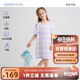 愛(ài)慕兒童家居服女童孩零碳蘭精莫代爾短袖睡裙夏季接觸涼感睡衣紫條紋160