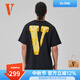 VLONE FRIENDS芝士大LOGO印花短袖T恤男女同款黑黃半袖T恤 VLTE25005黑黃 L