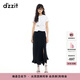 DZZIT地素半身裙2025夏季新款荷葉邊開(kāi)衩設計盛夏裙子女3J2S4201A 黑色 常規 M