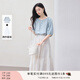 香影中袖襯衫女圓領(lǐng)2025夏裝新款慵懶泡泡袖氣質(zhì)淑女寬松藍色上衣 套裝 襯衫+半裙 M 160/84A/95-110斤