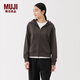 無(wú)印良品（MUJI） 女式 毛圈 拉鏈連帽衫 外套長(cháng)袖運動(dòng)衛衣25年秋季女裝 BB2U5A5A 炭灰色 M （160/84A）