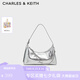 CHARLES&KEITH柔軟拉鏈?zhǔn)今薨檰渭绨赶掳可掌呦ΧY物CK2-40782472 Silver銀色 S
