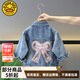 G.DUCKKIDS童裝女童牛仔外套春秋款2025新款女孩春裝兒童衣服長(cháng)袖中小童上衣 后背蝴蝶結外套粉 90 尺碼1~2歲【 80-90cm】cm